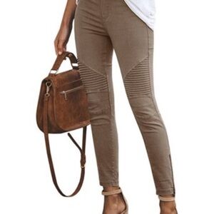 Stylish Mocha Pull-On Moto Leggings
